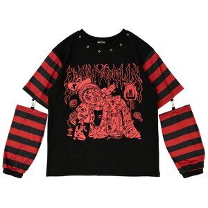 NEW ACDC RAG Bunny Dolls Punky Bunny Black Red Long Sleeves Oversized Tee